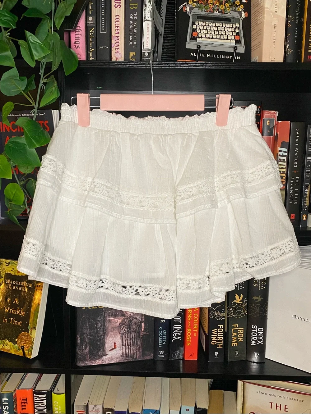 Cutie Coquette Fairycore Pointelle White Lace Ruffle Tiered Mini Skirt W/ Shorts